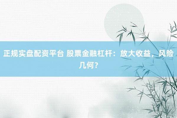 正规实盘配资平台 股票金融杠杆：放大收益，风险几何？