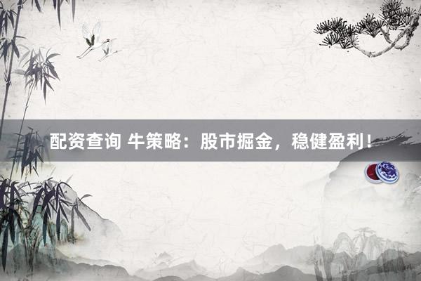 配资查询 牛策略：股市掘金，稳健盈利！