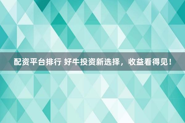 配资平台排行 好牛投资新选择，收益看得见！
