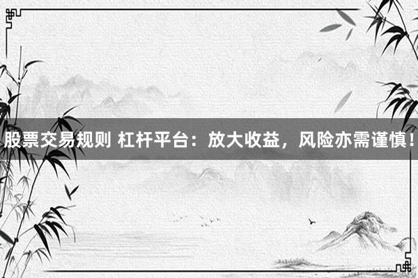 股票交易规则 杠杆平台：放大收益，风险亦需谨慎！