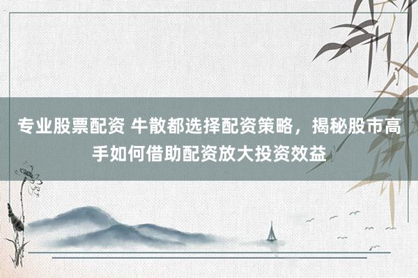 专业股票配资 牛散都选择配资策略，揭秘股市高手如何借助配资放大投资效益