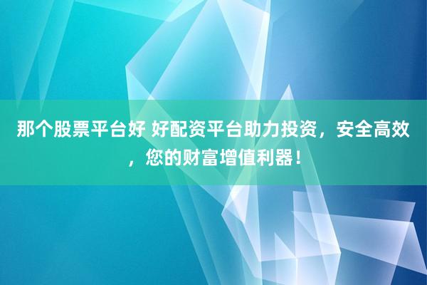 那个股票平台好 好配资平台助力投资，安全高效，您的财富增值利器！