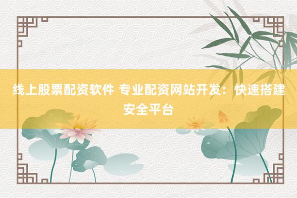 线上股票配资软件 专业配资网站开发：快速搭建安全平台