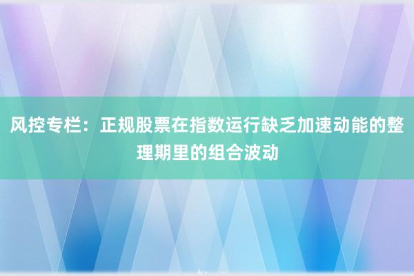 风控专栏：正规股票在指数运行缺乏加速动能的整理期里的组合波动