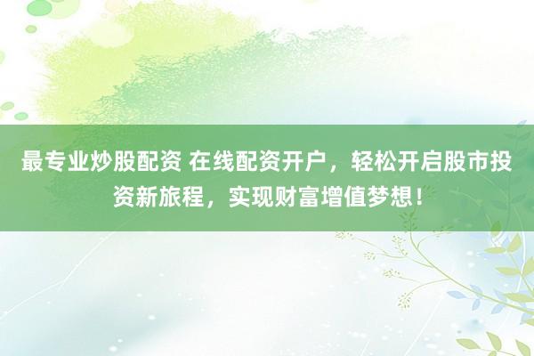 最专业炒股配资 在线配资开户，轻松开启股市投资新旅程，实现财富增值梦想！